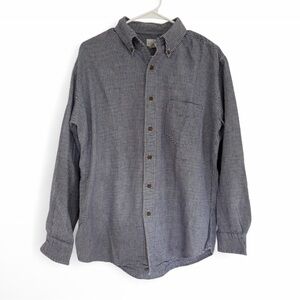 Vintage J.Crew Men’s Flannel Button Up Medium 100% Cotton Herringbone Navy